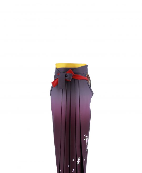 卒業式袴単品レンタル[刺繍]グレー×赤紫ぼかしに桜刺繍[身長151-155cm]No.573